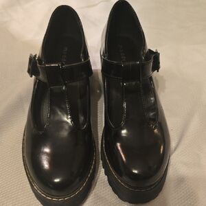 Madden Girl Black Mary Jane Faux Patent Loafers